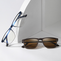 Lunettes de conduite polarisées anti-lumière bleue UV400 avec clip à ressort en métal rectangulaire Partagas pour hommes