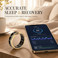 Bague Intelligente de Luxe en Acier Inoxydable Plaqué Or PVD avec Zircon Incrusté, Chiffres Romains, IP68, Compatible Android, Suivi de Santé et Fitness