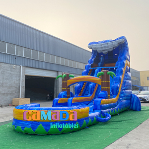 Scivolo d'Acqua Gonfiabile per Adulti 0,55mm Uso Commerciale Grande Scivolo d'Acqua Blu Marmorizzato Parco Acquatico - Product Image 2