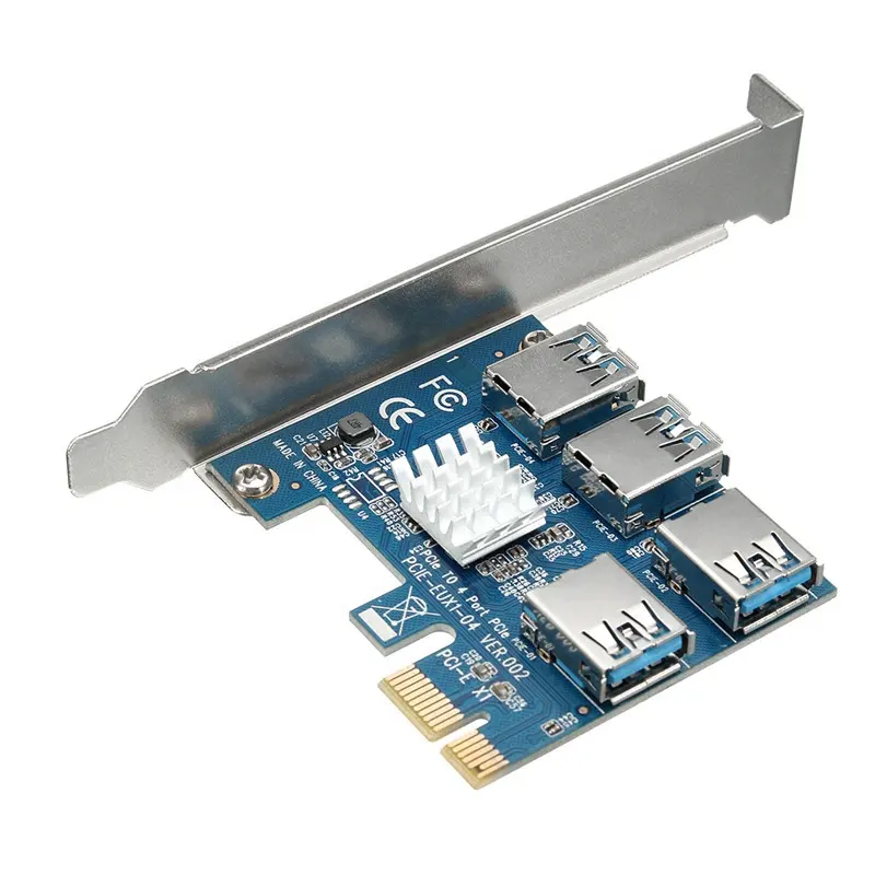 Vendite calde EUX104 PCIe scheda di 1 a 4 PCI Express 16X Riser Card PCI-E slot di 1X 4 PCIe PCIe Esterna 1 a 4 porte USB 3.0 Adapter Scheda