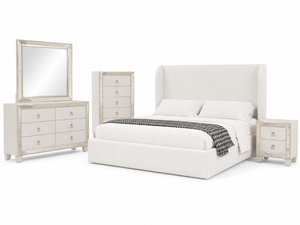 Modern Tufted King <b>Bed</b> Bedroom Furniture Set Solid Wood Dresser Mirror Nightstand Apartment Adjustable Height - Product Image 1