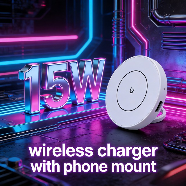 2 in 1 15W Magnetic Wireless Charger with Phone Holder, Fast Charging Wireless Charging Stand for iPhone 15/14/13/12 Series