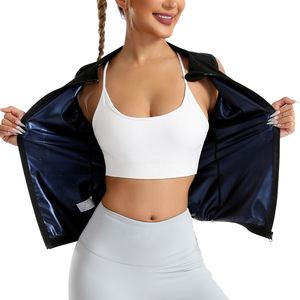 Chaleco Deportivo Moldeador con Cierre y Cuello Alto para Mujer, Traje de Sauna, Chaleco de Sudoración, Fitness, Negro, Azul, en Capas, Delgado, de Cloropreno - Product Image 3