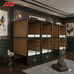 JZD Lit-capsule de type pod, fabricant de lits pour hôtels, cadre de lit double avec rangement, lit superposé pour adulte, lit mezzanine double - Product Image 2