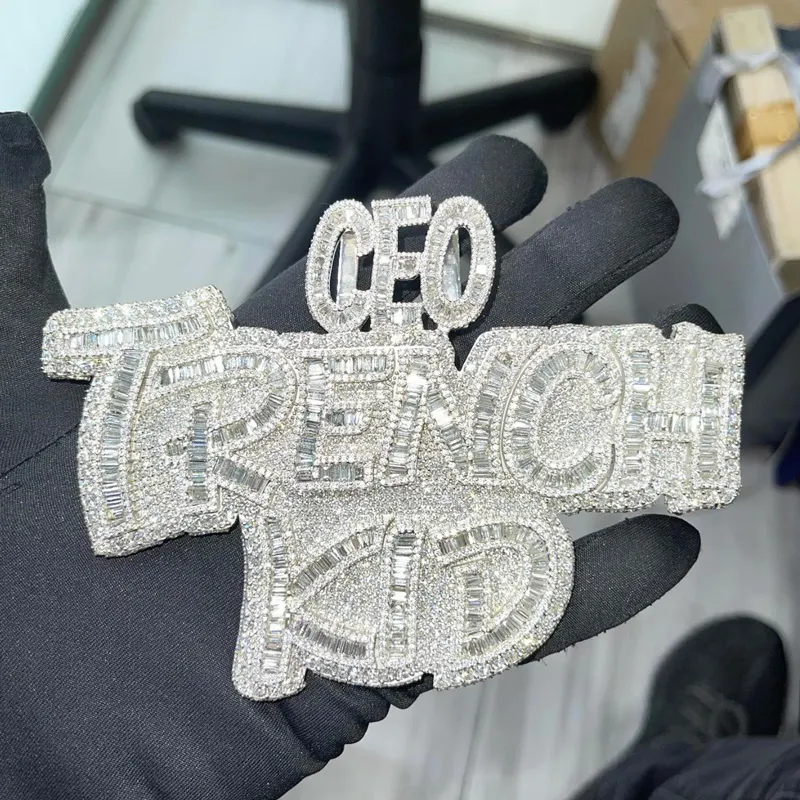 Custom Design Iced Out Hangers 18K Vergulde 925 Massief Zilveren Hanger Met Vvs Moissanite Diamant Voor Hiphop Bedels Sieraden