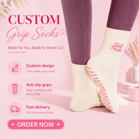 Chaussettes de Pilates personnalisées de haute qualité avec logo, grandes marques, faible MOQ, chaussettes de yoga, de danse et de sport pour femmes, antidérapantes avec soutien de la voûte plantaire