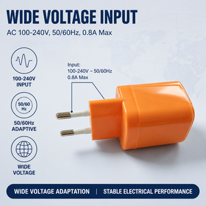 Cargador de Pared de 45W con Doble Puerto A+C, Enchufe Europeo, Carga Rápida PD PPS para Teléfono Móvil y Tableta, Naranja - Product Image 4