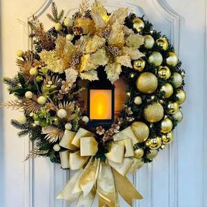 Nouvelle décoration de Noël, lampe à huile de Noël Jésus avec fleurs rouges de Noël, porte-hangings de porte - Product Image 4