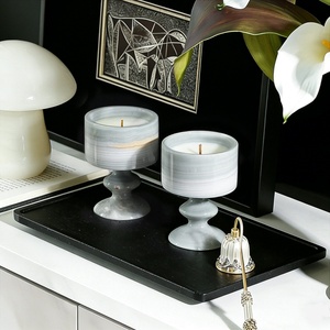 STONEKOCC Blue Ice Marble Candle <strong>Holder</strong> Natural Stone <strong>Tealight</strong> Centerpiece for Table Decor - Product Image 4