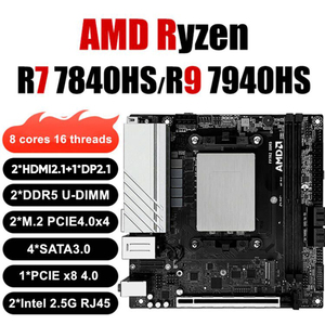 Giá rẻ <span class=keywords><strong>AMD</strong></span> R9 7940hs 6900hx R7 7840hs chơi game mini PC Board 2 NVMe 4 SATA3.0 1x PCIe X8 2X <span class=keywords><strong>DDR5</strong></span> 2x2.5g Lan 17x17 ITX NAS Mainboard - Product Image 4