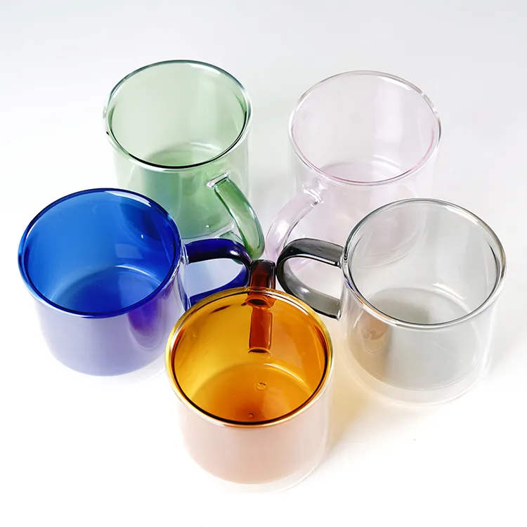 צבעים bulosilicate בוהק קפה אספרסו זכוכית עם ידית זכוכית