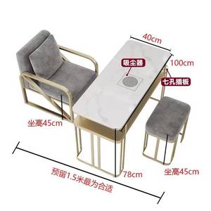 Juego de Mesa y Silla de Manicura Profesional Gris K, un Juego Completo de Muebles de Salón con Almacenamiento, Puerto USB y Aspiradora - Product Image 3