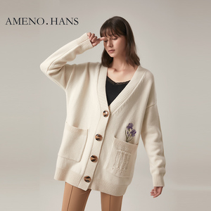 Suéter bordado 2022, cárdigan acogedor para <span class=keywords><strong>mujer</strong></span>, <span class=keywords><strong>lana</strong></span> de Cachemira - Product Image 3