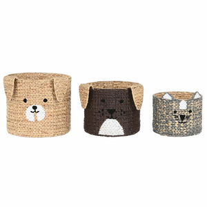 Suitable for Kids Room Bohemian Water Hyacinth <b>Baskets</b> Cute Animal Hamper for <b>Toy</b> Storage Container for Nursery and Home Decor - Product Image 1