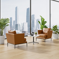 Ensemble de canapés élégants et confortables, revêtement en cuir moderne, structure en bois massif pour appartement, bureau, hall d'hôtel