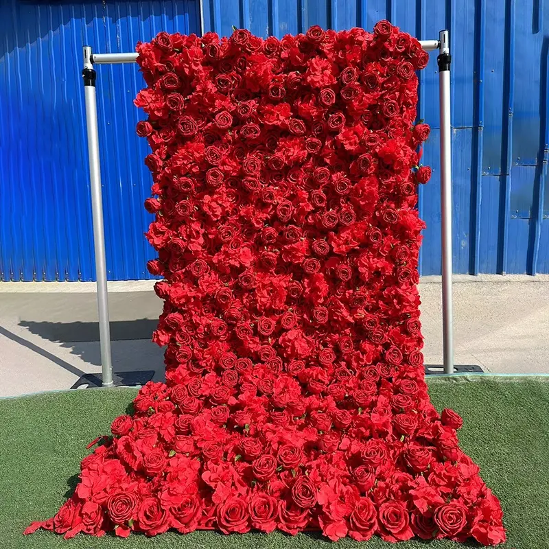 Gran oferta, pared de flores artificiales rosas, paneles florales falsos, telón de fondo, paredes de flores 5d, decoración de fondo de boda Blumenwand