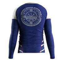 Chemise de compression pour homme, anti-UV, pour canoë, manches longues, bleu et blanc, tissu doux et respirant, poids moyen