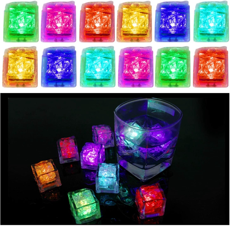 Cubetti di ghiaccio luminosi, confezione da 72 cubetti di ghiaccio a LED multicolore per bevande che si illuminano al buio, cubetti di ghiaccio riutilizzabili e luminosi, lampeggianti, per club, bar