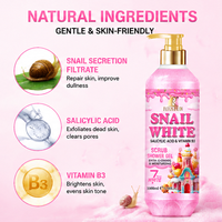 Faible MOQ ODM/ODM Gel Douche Moussant Exfoliant Snail White 1000ml Formule Nettoyante en Profondeur à la Vitamine E Élimine l'Acné et les Acariens