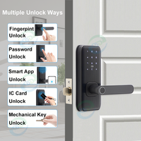 Serrure de porte intelligente TTLock, lecteur d'empreintes digitales biométriques, lecteur de cartes RFID, déverrouillage à distance sans clé, électrique, WiFi, via l'application Tuya, poignée intelligente