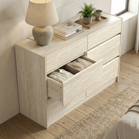 Nouvelle Commode Double à Texture Pierre avec Poignée Encastrée et Base Plinthe, Emballage Plat KD, Prix Distributeur