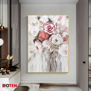 Grand <span class=keywords><strong>bouquet</strong></span> <span class=keywords><strong>de</strong></span> pivoine tridimensionnel personnalisé <span class=keywords><strong>peinture</strong></span> à l'huile Style <span class=keywords><strong>moderne</strong></span> peint à la main toile murale pour décoration murale - Product Image 5