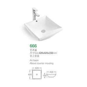 Bassin de comptoir en céramique de Style minimaliste nordique trou de débordement carré salle de bain Art lavabo - Product Image 2