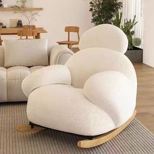 <span class=keywords><strong>Fauteuil</strong></span> à <span class=keywords><strong>bascule</strong></span> blanc crème en fausse fourrure d'agneau avec repose-pieds, moderne et mignon, pour salon et balcon, chaise de relaxation - Product Image 1