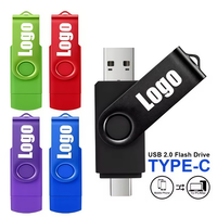 Flashdisk OTG 2 in 1 USB 256MB 512MB 1GB 2GB 4GB 128GB TYPE-C Logo Kustom Gratis Dapat Diputar Pendrive Kapasitas Asli Logo Kustom