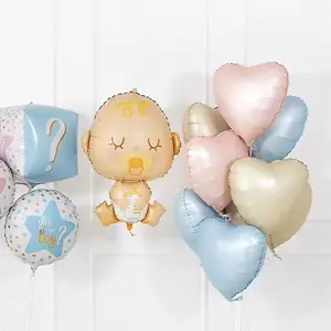 Balões de látex em formato de coração, bolas brancas de letras para crianças, aniversário e creme branco