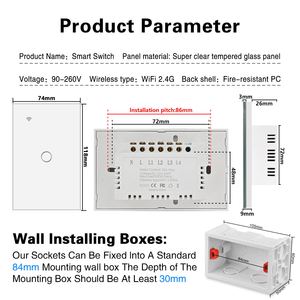 UBARO Smart Life WiFi Smart <span class=keywords><strong>Switch</strong></span> 1 <span class=keywords><strong>Gang</strong></span> 1 Arah ABS 240V 10A Saklar Sentuh Tidak Memerlukan Kabel Netral Alexa Google Home - Product Image 2