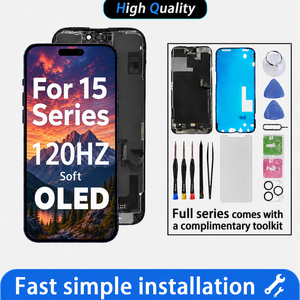 หน้าจอ OLED แบบสัมผัสสำหรับเปลี่ยนอะไหล่ขายส่ง สำหรับ 15 Pro/Max (6.7/6.1) ความสว่าง 400cd+ อุปกรณ์ซ่อมมือ<span class=keywords><strong>ถือ</strong></span> - Product Image 1