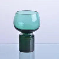 2020 Wholesale Cheap Hand Made Ocean Blue Solid Color Whisky Glass with Heavy Base