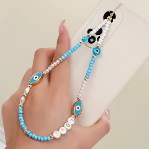 Go2boho New In Phone Chain Strap Beaded Handmade Evil Eye Seed Bead Love Letter regalo estivo per la sua fidanzata Best Friend