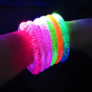 Bracelet clignotant de fête, vente en gros, Bracelet GlowIn The Dark, personnalisé, 3 bulles Flash, acrylique, lumière LED