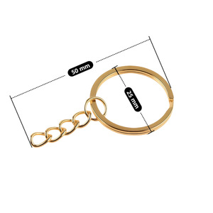Llavero Metálico con Anillo Plano de 25 mm y Cadena de 5 Eslabones, Resistente, de Latón Electrochapado, Forma Redonda, Accesorios para Llaves - Product Image 1