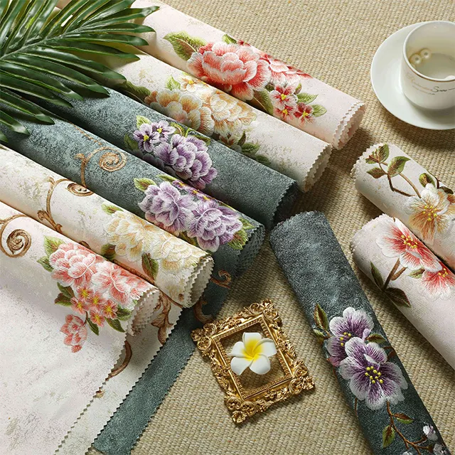 Background wall cloth embroidery modern home decor cheaper living room wall wallpaper