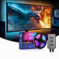 Bande lumineuse LED RGB synchronisée avec le moniteur PC, rétroéclairage d'écran, éclairage ambiant pour jeux, configuration e-sport, logo personnalisé