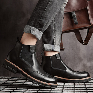 Sh12592a Slip on abito da uomo <span class=keywords><strong>stivali</strong></span> <span class=keywords><strong>chelsea</strong></span> vera pelle colore marrone <span class=keywords><strong>stivali</strong></span> martin boot - Product Image 3