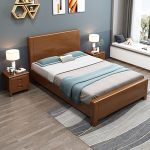 Lit en bois massif de style chinois avec rangement, 1,8 m, meubles de chambre à coucher pour adultes et personnes âgées - Product Image 4