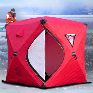 Tente de pêche sur glace pliable portable toutes saisons en Oxford 210D imperméable avec isolation extérieure et capacité de 4-5 personnes - Product Image 2