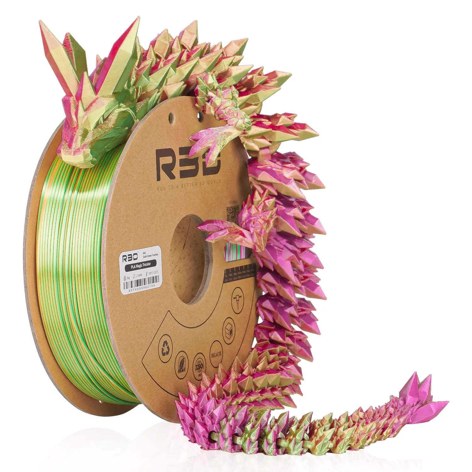 New Wuhu R3D Triple Color PLA Filament 3 colors in 1 3d Printing Material