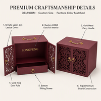 Boîte cadeau rigide à double tiroir avec panneau floral découpé à la forme de grue en feuille d'or, emballage de marque, cadeau OEM