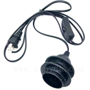 1.8m Câble d'alimentation E27 <span class=keywords><strong>Dents</strong></span> complètes Support de base de lampe avec interrupteur Câble pour suspension Lampe suspendue EU US Plug Noir Blanc - Product Image 1