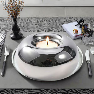 WINBY Luxury Silver Donut Shape Handmade Eco-Friendly Ceramic Tea Light Holder for Home Decoration Valentine's Day - Product Image 2