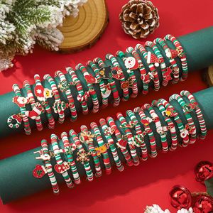 European and American Jewelry Gift Christmas Soft Clay Beaded <b>Bracelets</b> White <b>Red</b> Green Beaded Santa Claus Gift Charm <b>Bracelets</b> - Product Image 2