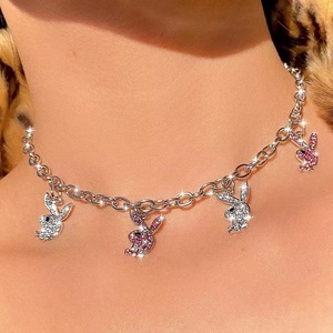 Nuevo Collar de Acero Inoxidable de Bad <span class=keywords><strong>Bunny</strong></span>. Collar con incrustaciones de diamantes estilo hip-hop y rock europeo y americano. - Product Image 3