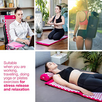 Set de Almohada y Colchoneta de Acupresión de Gran Tamaño, Función de Masaje, Algodón No Tóxico, Plástico con Púas, Yoga, Fitness, Acupuntura Corporal Completa