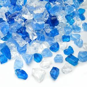 Hochglänzendes Meerblau Eisklar Zerkleinertes Feuerglas Natürliches Propan-Feuerkorb Solide Landschaftsgestaltung & Kamin Dekorative Glassteine - Product Image 1