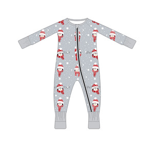 <span class=keywords><strong>Pijama</strong></span> de Bambú de Manga Larga para Recién Nacido, Disponible para Compra, con Estampado de Pingüino y Estrella de Nieve, Cierre YKK, Suave, para Invierno - Product Image 1